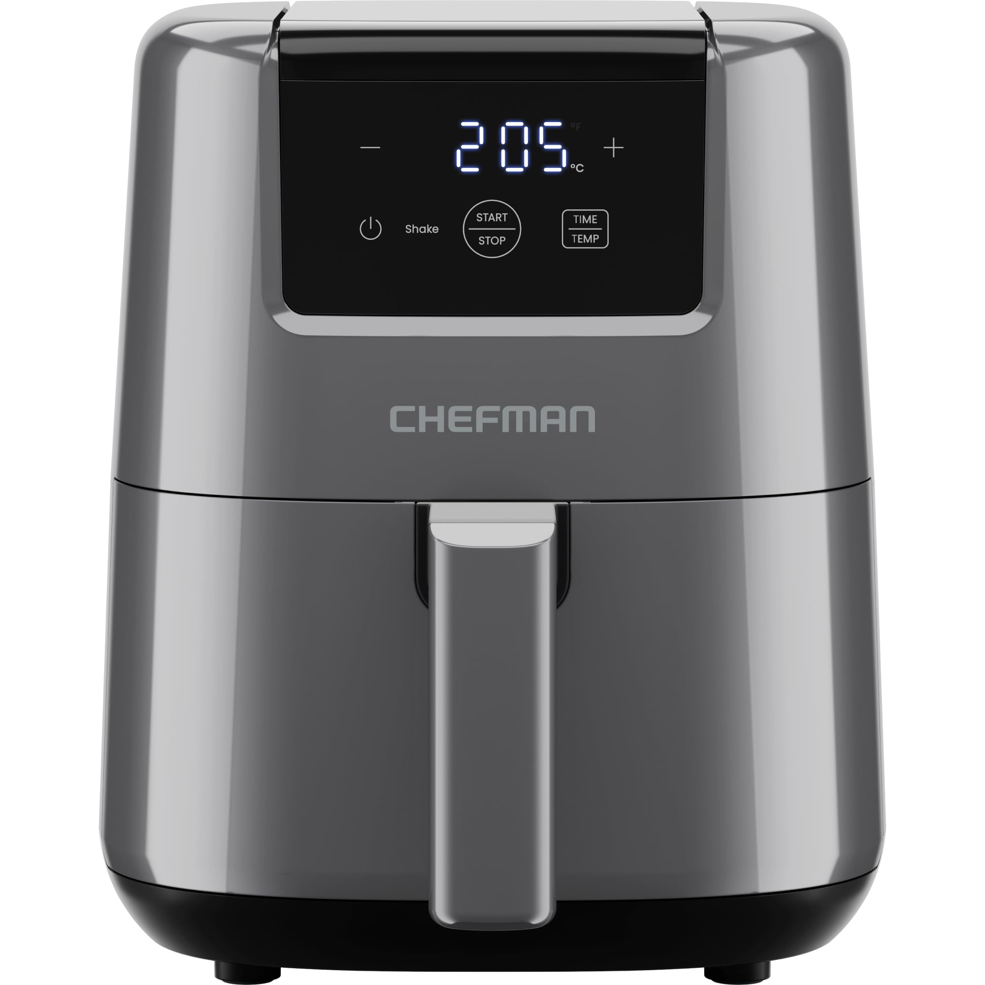 Chefman Mini Friggitrice ad Aria 2L Digitale, Cestino Antiaderente | Compatta, lavabile in lavastoviglie, frittura ad aria, Grigio