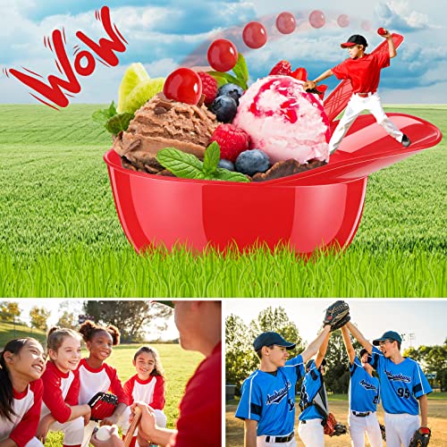 Baseball Helmet Ice Cream Snack Bowl And Disposable Taster Spoons Set Mini Baseball Party Favors Small Dessert Ice Cream Bowls Serving Candy Sundae Cups For Party Supplies (Red, 50 Set) #TOP3
