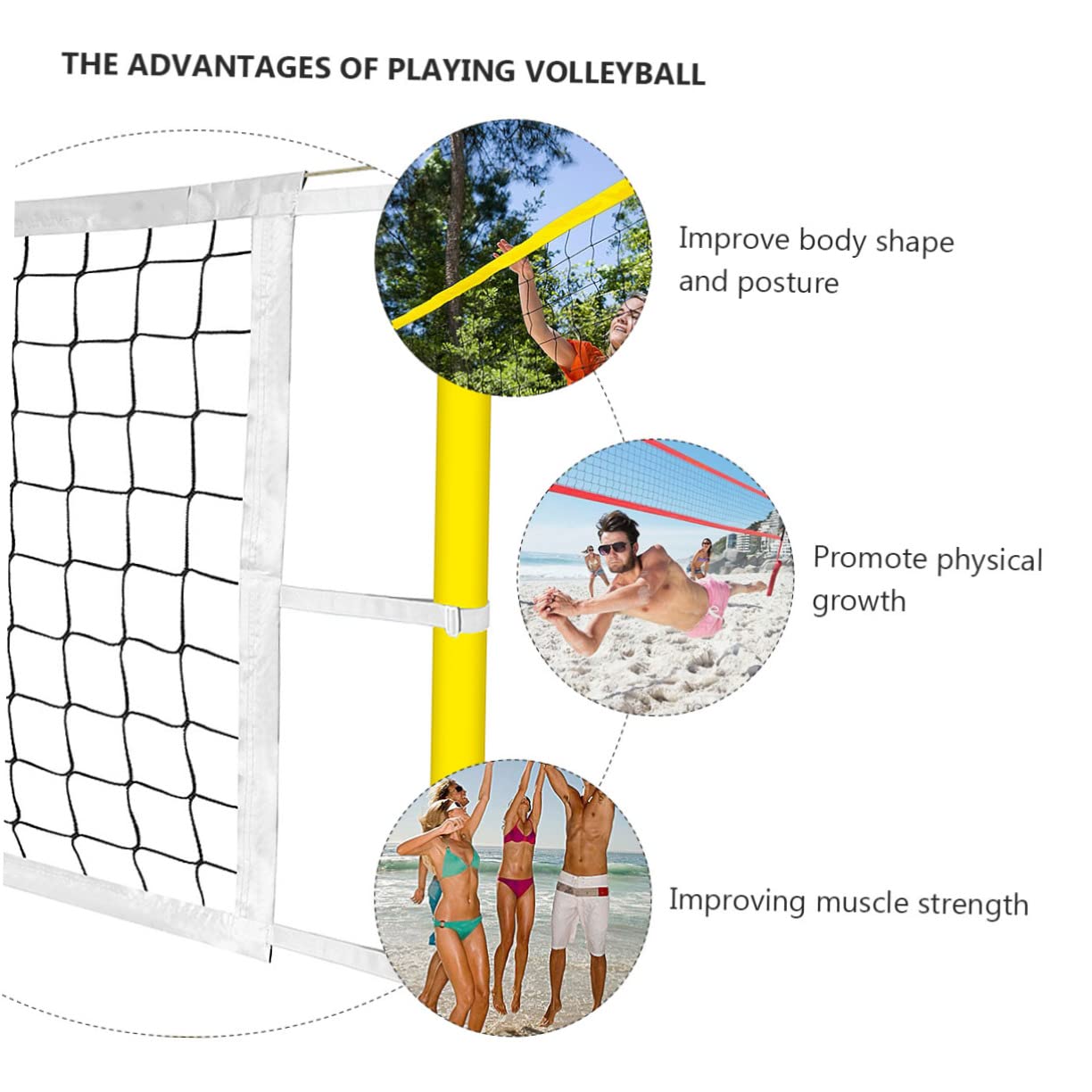 Totority 1 Set Professional Training Standard Beach Volleyball Net Portable Outdoor Volleyball Net Set