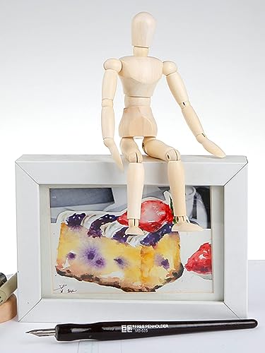 Miniatura 6 de Crazy Huayi Artists Maniquí de madera articulado tamaño 8 pulgadas L perfecto para decoración del hogardibujo