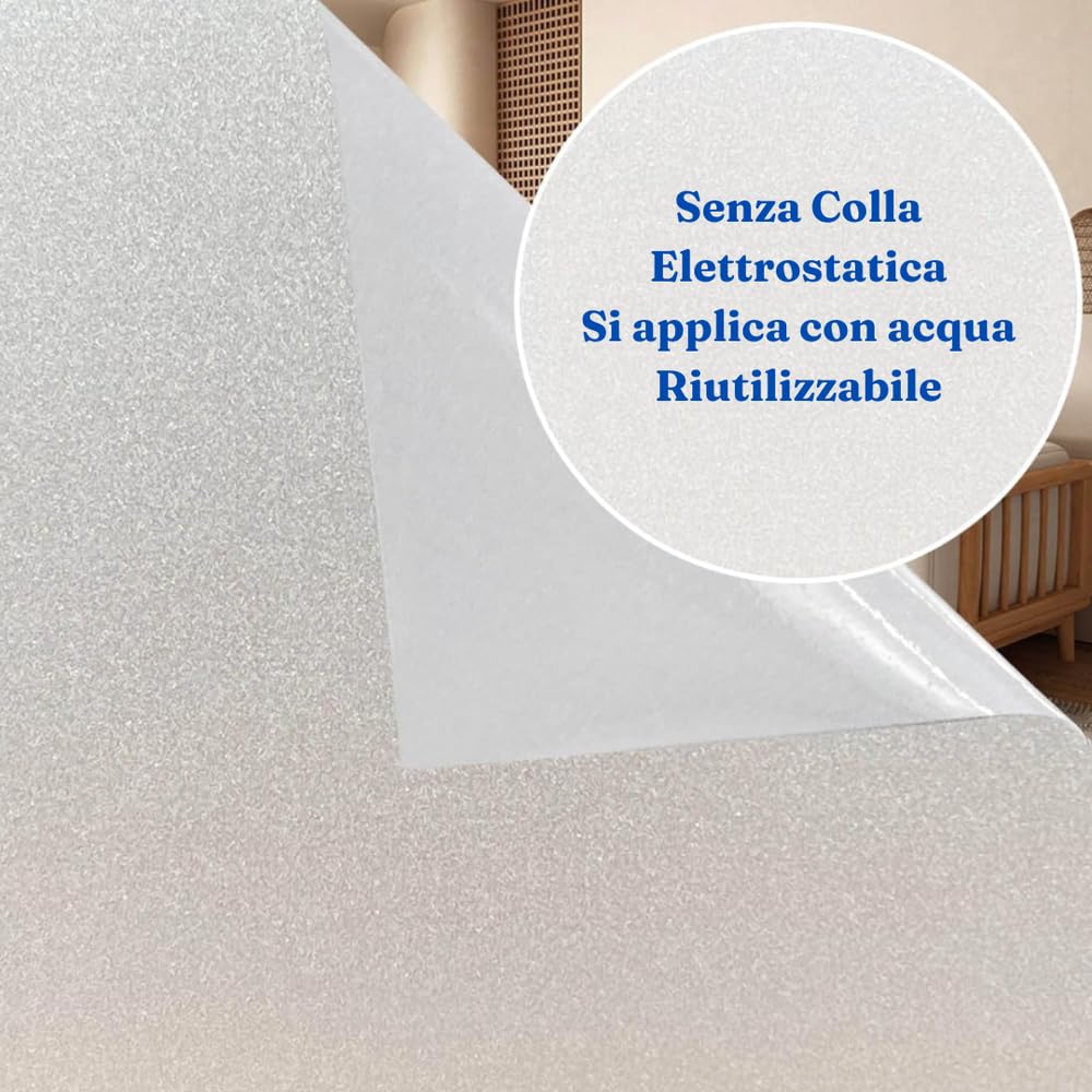 Pellicola Privacy Vetri Finestre (SATINATO, 44 X 200CM) Professionale - Schermo Oscurante Ufficio e Casa - film Anti-UV Grandi Vetrate, Statico, Senza Colla Riutilizzabile
