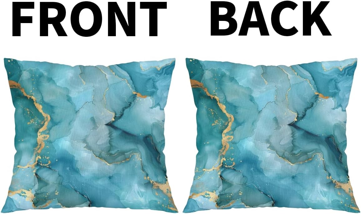 Marble Turquoise Print Throw Pillow Covers 26x26 Inch for Living Room Couch Bed Sofa Square Cushion Case Decorative Gold Teal Throw Pillow Cover Farmhouse Boho Home Decor