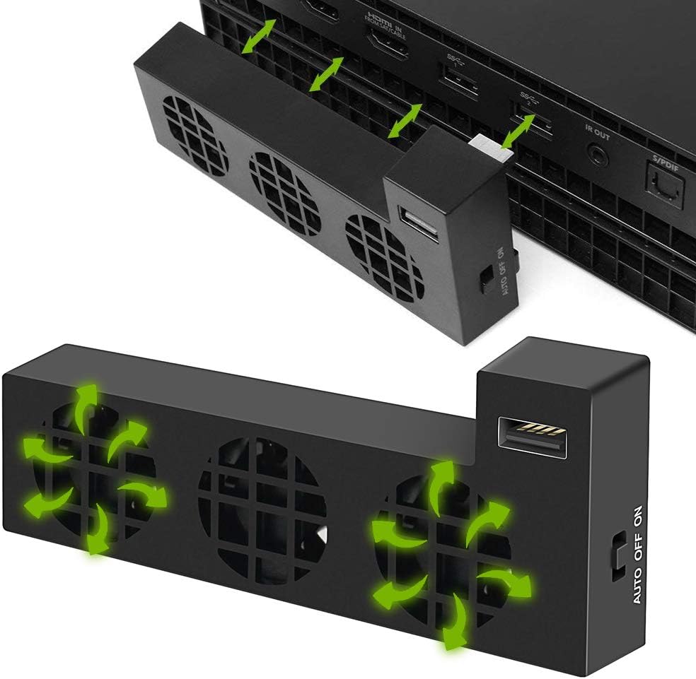 SUNKY Xbox One X Cooling Fan, External USB Port External Cooler System Auto 3 Cool Fans for Mircrosoft Xbox One X Console Controller