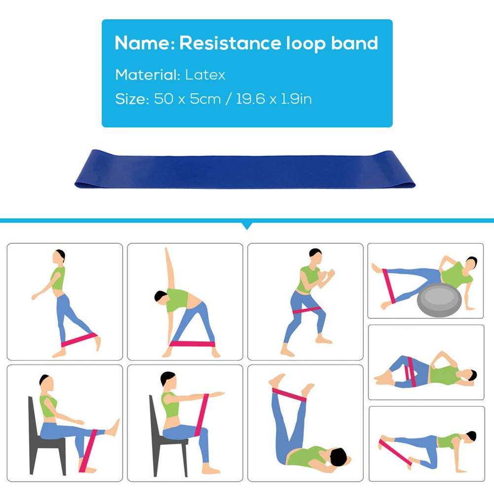 Set Di Attrezzi Da 5 Pezzi Per Yoga Pilates Ball Brick Stretching Strap Resistance Loop Blu Diametro della sfera: 25 cm