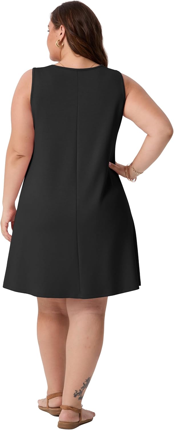 OLRIK Women's Plus Size Summer Dresses Casual V Neck Sleeveless Tank Dress with Pockets A-Line Swing Sundresses - Image 2