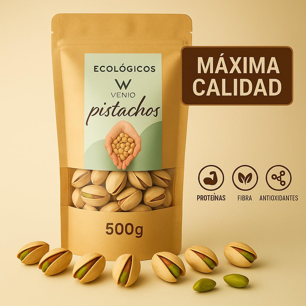 VENIO Pistachos 500g Tostados y Salados, Pistachos Naturales Ricos en Proteínas y Fibra, Pistacho Perfecto para Aperitivos, Ensaladas y Postres, Frutos Secos Naturales, Pistachio Saludable y Nutritivo
