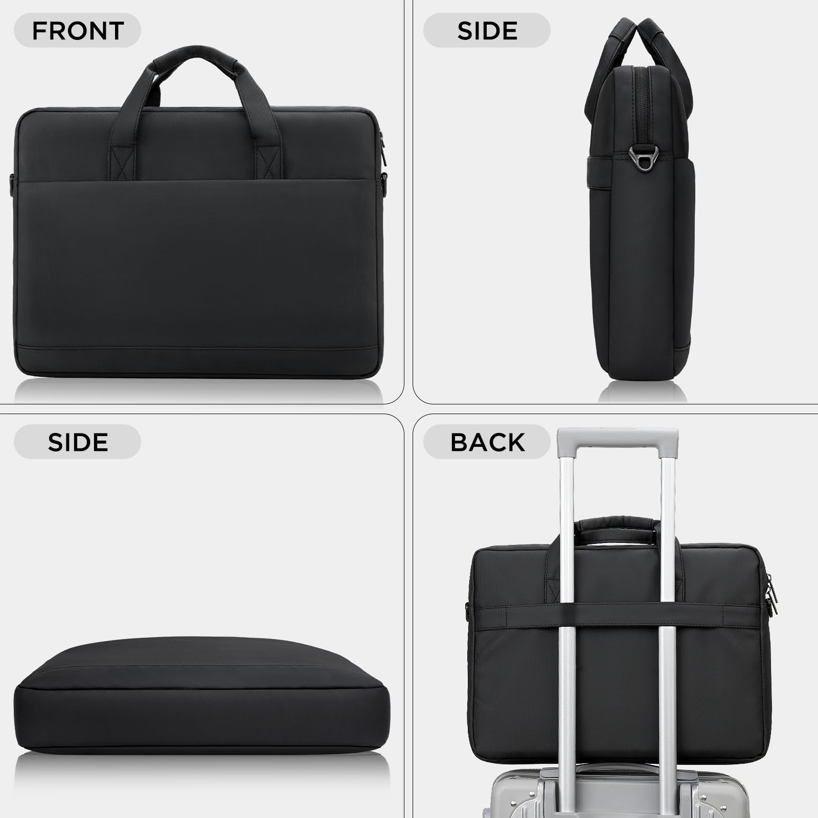 MiacYoung Bandolera Ligera para Portátil 15,6 16 Pulgadas con Compartimentos Organizadores Compatible con ‌16 Pulgadas MacBook Pro M1 M2 M3 M4 M5,Acer ASUS HP Surface Dell Chromebook, Negro