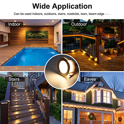 Warm White LED Decking Lights, Ø45mm 1W IP67 Waterproof Recessed Lights for Patio Deck Yard Garden - 12 Packs - Image 6