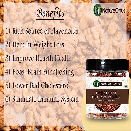 Image of NatureOnus Delicious Whole Pecan Nuts 100gms | Perfect for Snacking and Baking