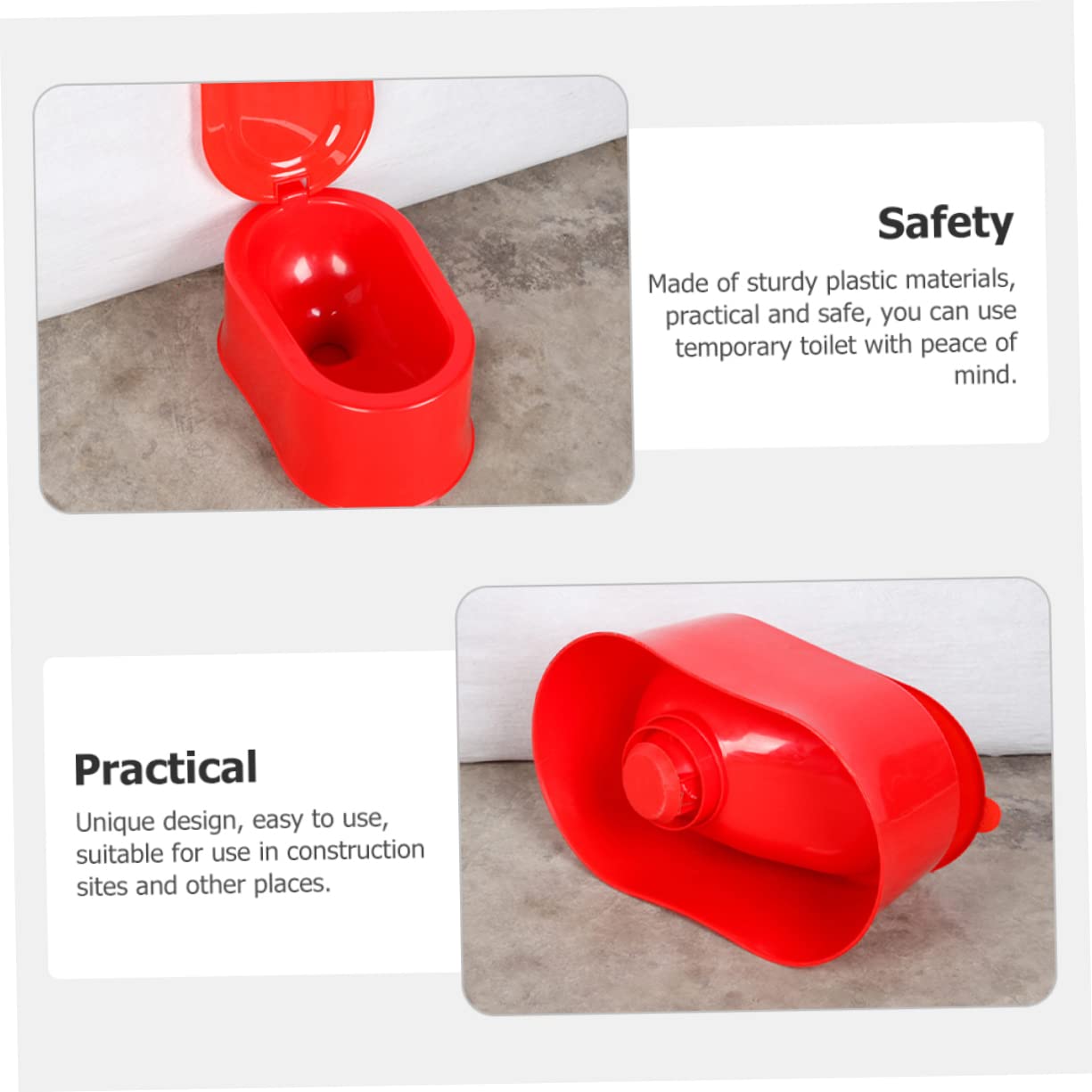 Zerodeko Dicke PVC Tragbare Toilette für Baustellen mit Einfachem Design aus Kunststoff Leicht und Sicher zu Verwenden für Bauarbeiter und Außeneinsatz Zufällige Farbe