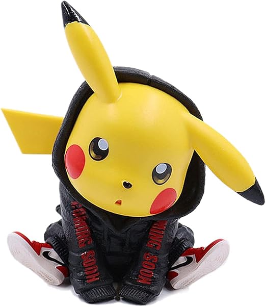 Amazon Co Jp Yyds アニメアクションフィギュアポケモンパーカーピカチュウ Pvc かわいい 細かいモデル驚きの贈り物の装飾リビングルームのお土産の机 11cmピカチュウピンク Color Pikachu Black ホビー