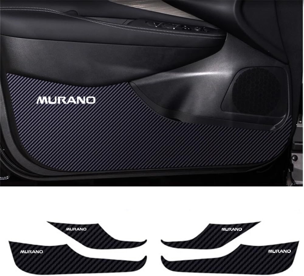 Custom Interior Accessories 4PCS for Nissan Murano 2015 2016 2017 2018 2019 2020 2021 2022 2023 2024 Leather Car Door Anti Kick Pad Stickers Car Door Protective Decal Carbon Trim Wrap