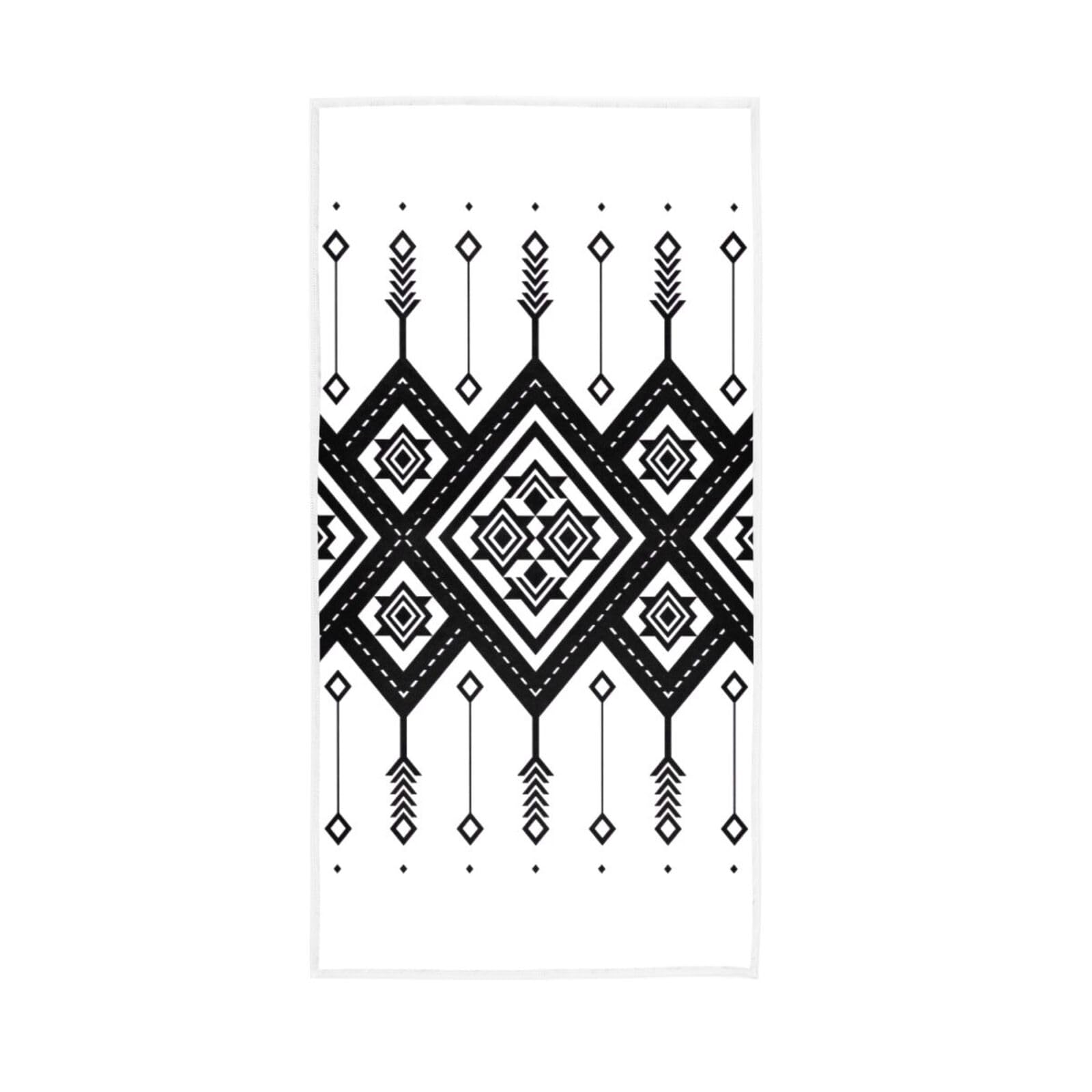 LSRCPD Repeating Design Geometric Shapes Bath Hand Towels, 15 x 30 Inches, Spa Towels for Body Home Spa Towels