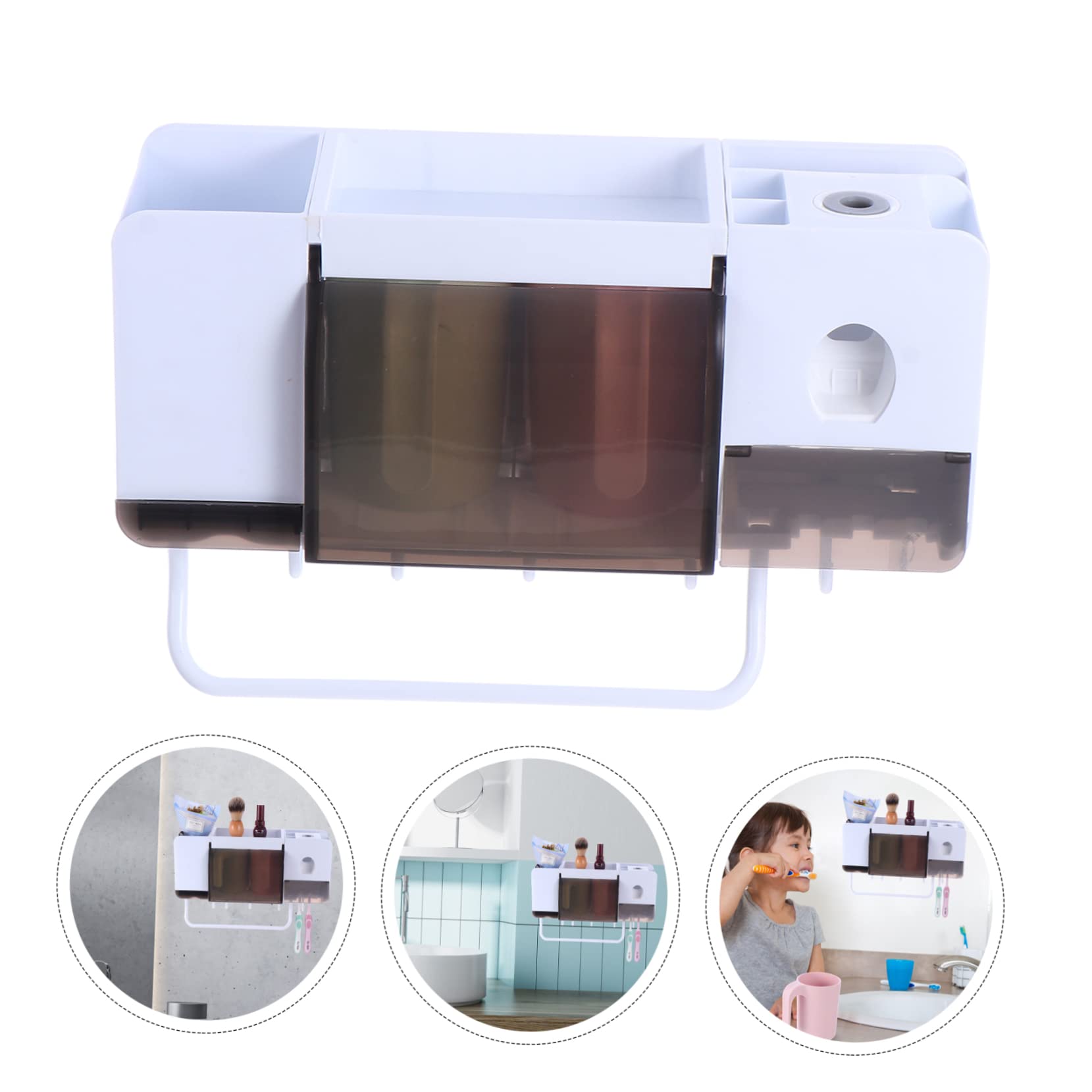 Mobestech 2stücke Wandmontierter Zahnbürstenhalter Mit Integriertem Zahnputzbecher Platzsparendes Design Installieren Für Badezimmer Geeignet Bohren Robust Und Temperaturbeständig