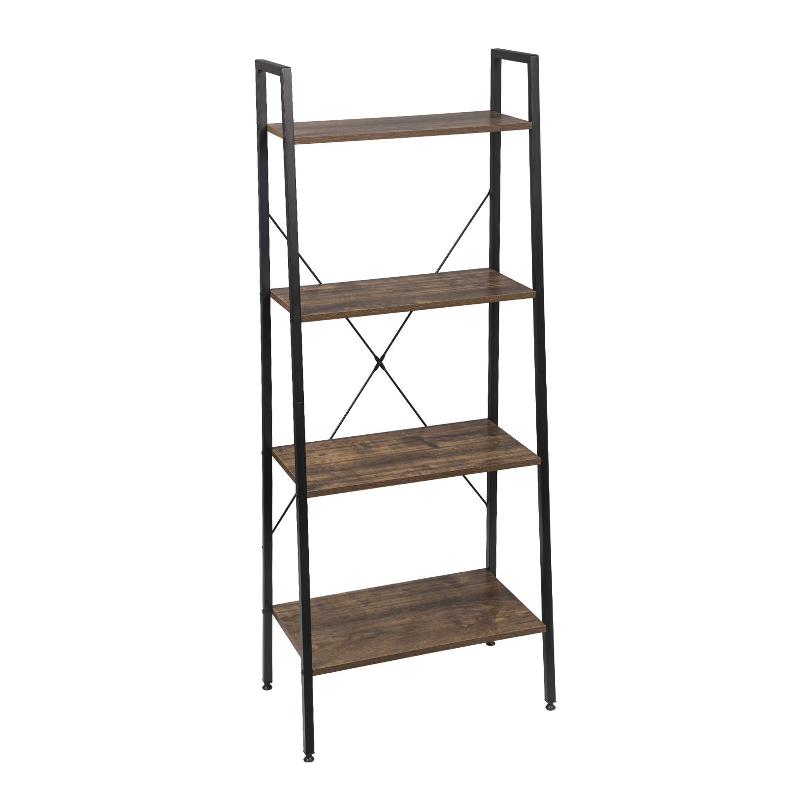 eSituro Estante para Piso Estantería Librería Estante de Cocina Estante de Almacenamiento de Organizador Multifuncional para Libros Plantas con 4 Estantes Metal + MDF 60x35x148CM SSTR0053