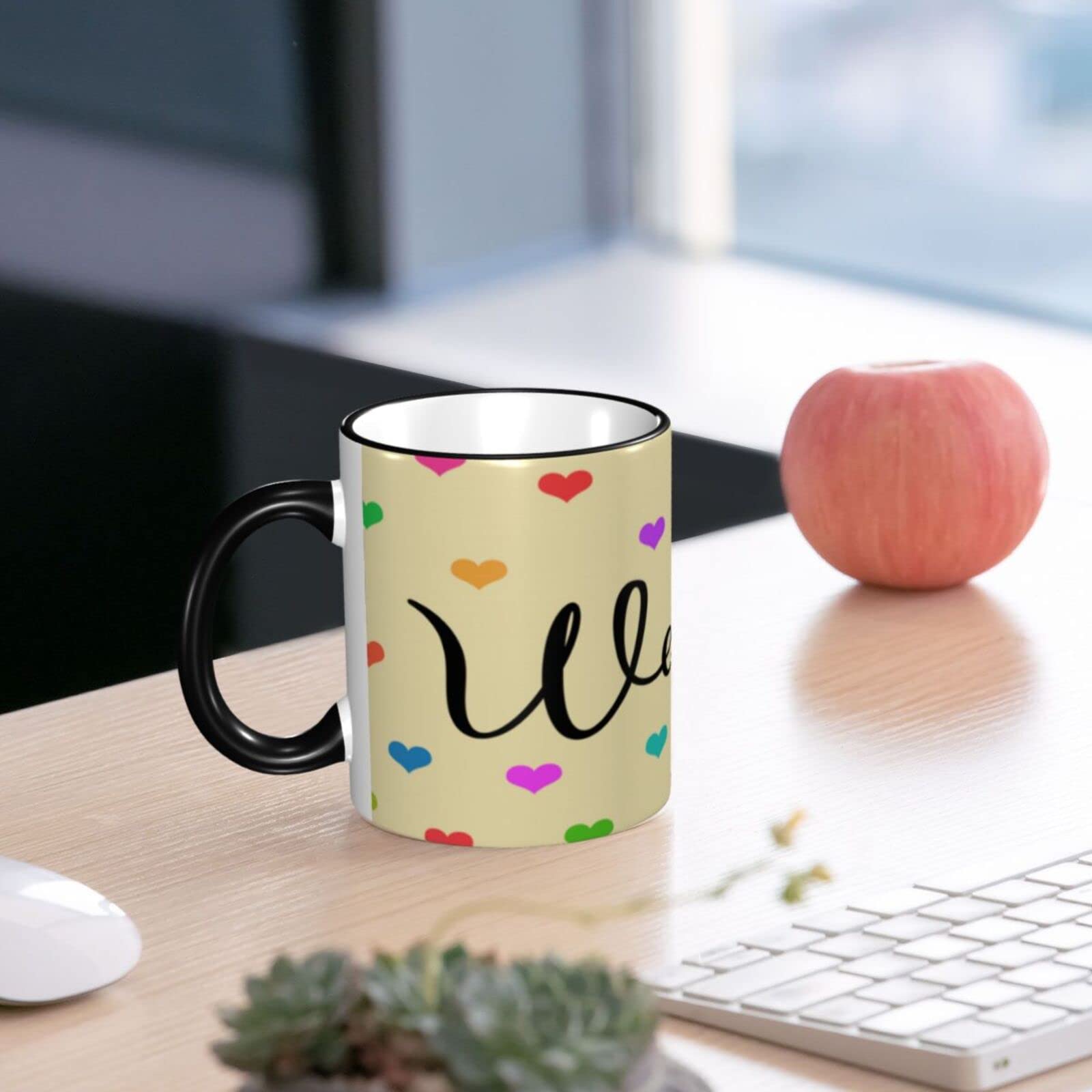 Amazon.co.jp: 马克杯 威尔康姆 咖啡杯 多彩心形 早餐杯 耐热杯 陶瓷