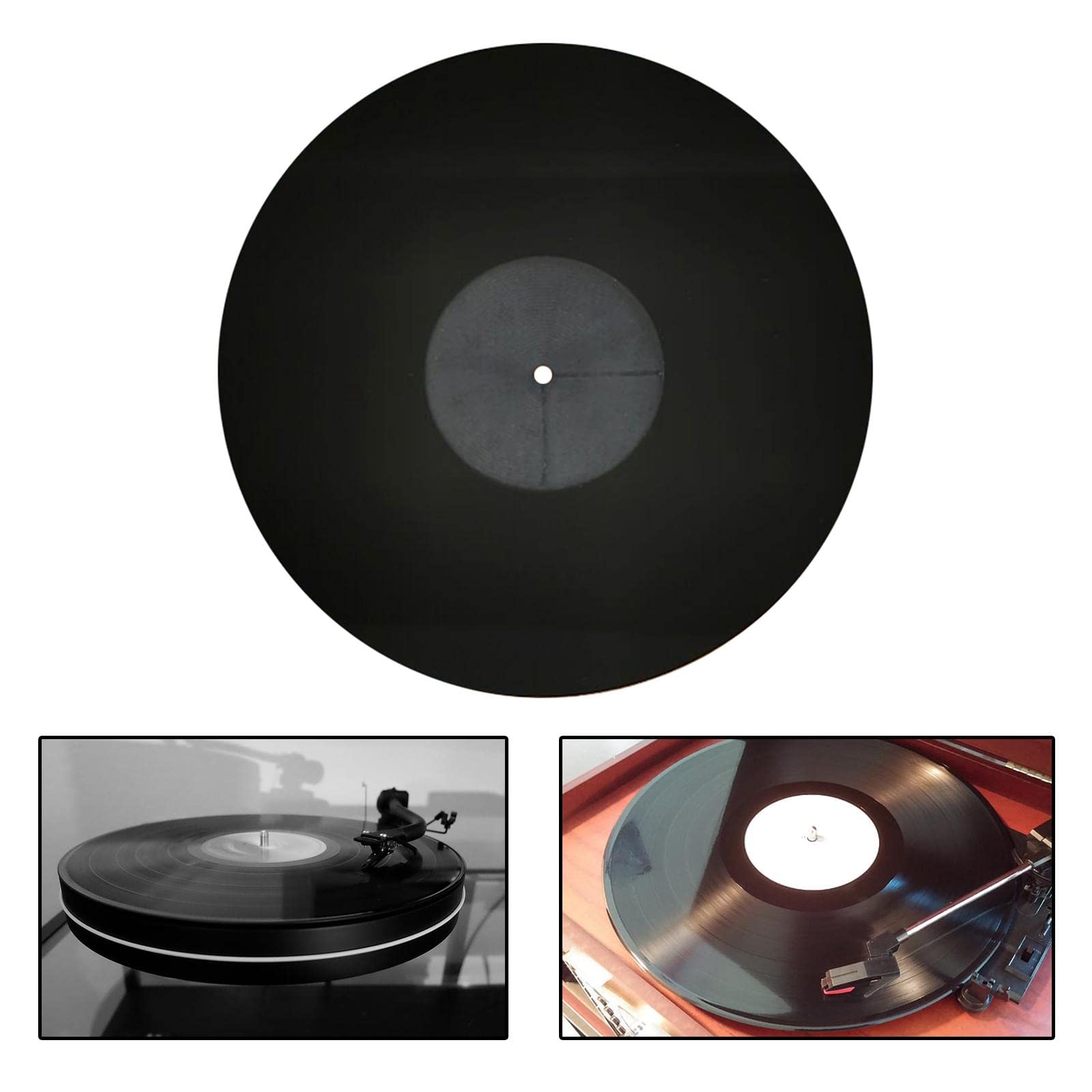 Set di 2 tappetini per giradischi in acrilico da 30,5 cm, per giradischi in vinile, nero, diametro: 29,5 cm