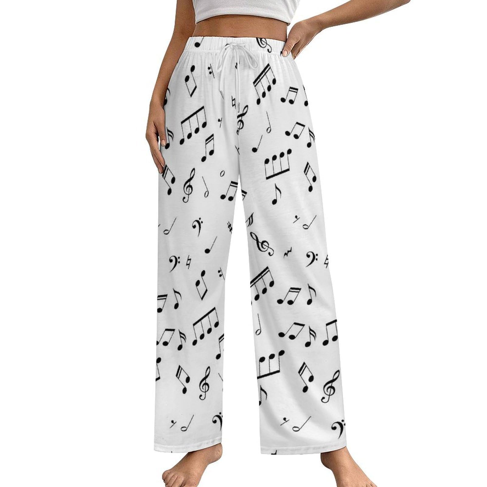 SWQNHTYC Music Symbols Women's Pajama Pants Soft Lounge Bottoms Sleep Pants Drawstring Trousers XXL