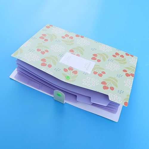 Miniatura 7 de Floral Pocket Green Organizador Light Suministros de oficina Cubiertas de documentos Carpeta de plástico Impresión de plástico Expandiendo Tamaño