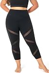 Plus Taille Mesh Capri Leggings pour les femmes avec des poches, L-5XL Pantalon de yoga de contrôle tummy, leggings de haute taille