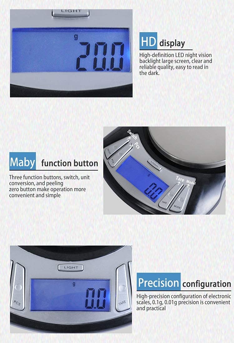 Bilancia da Cucina Digitale, Mini Bilancia Elettronica Tascabile Portatile, Bilancia da Cucina precisa da 0,01 g, Bilancia per la Cottura d