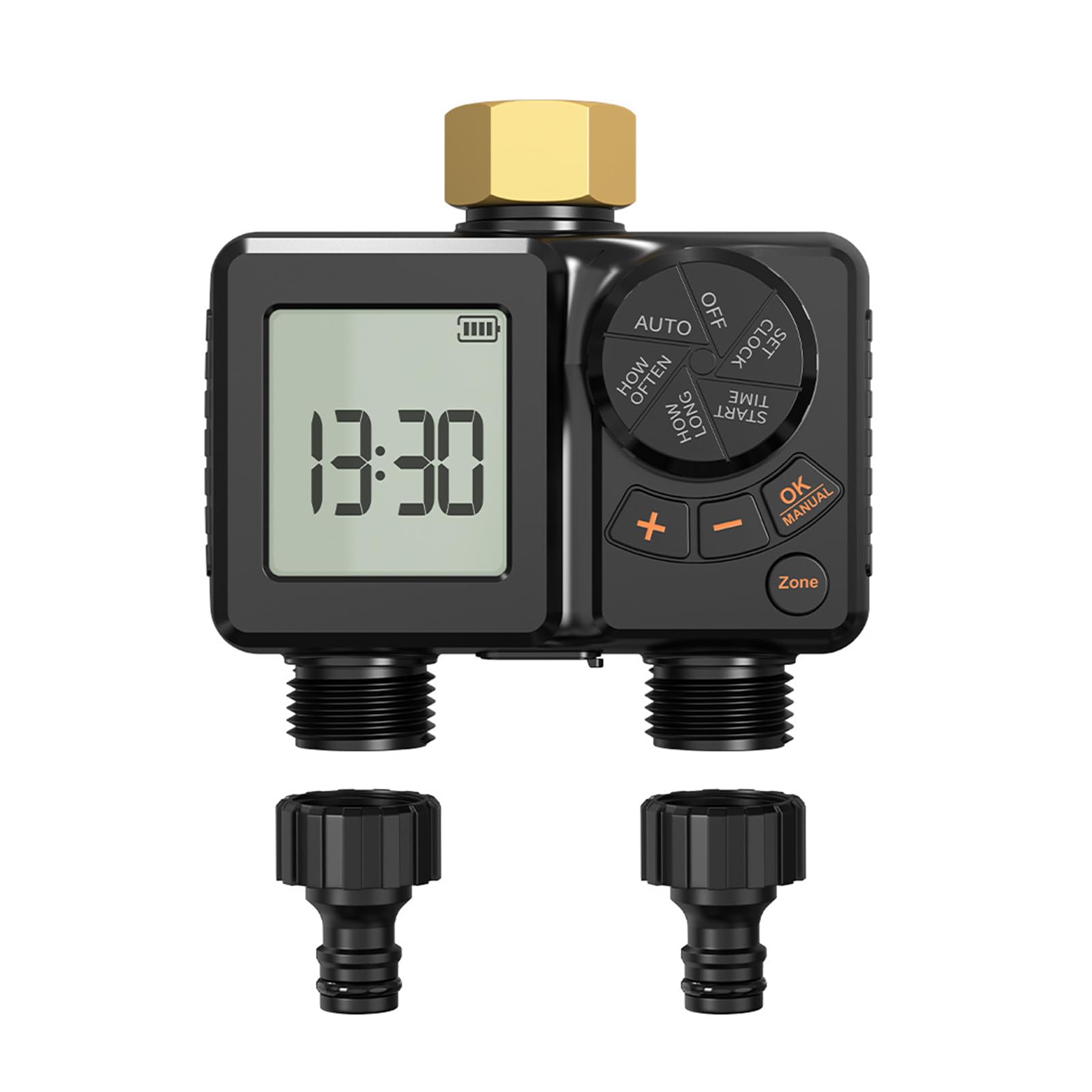 YWBL-WH Timer Intelligente a 2 Zone per L'Irrigazione Automatica, Programmatore per Irrigatori da Giardino per Serre, di Irrigazione a Goccia per agricoltura. (Filettatura BSP3/4”)