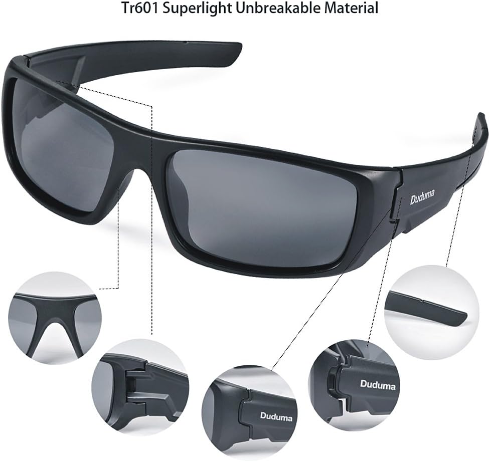 Duduma TR601 Polarized Sports Sunglasses for Men Women Baseball Running Cycling Fishing Driving Golf Hiking Superlight Frame