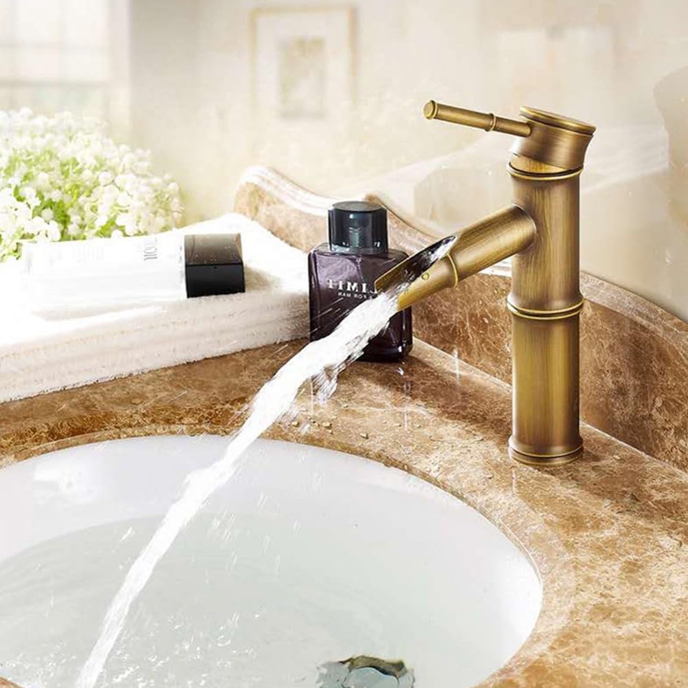 Robinet mélangeur eau chaude et froide en laiton style bambou évier maison