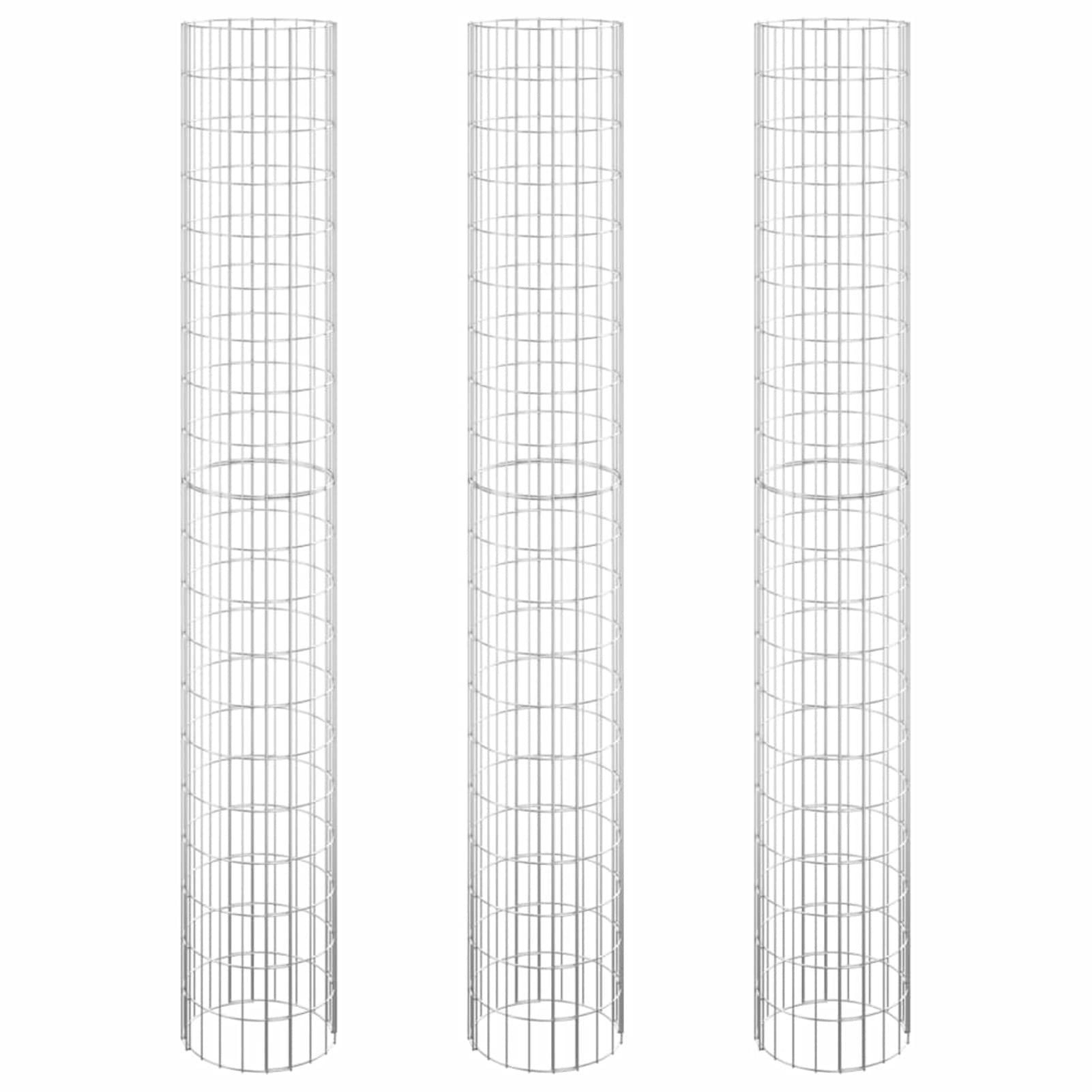 Gabionen-Hochbeete 3 STK Kräuterspirale, Hochbeet Im Garten, Pflanzkübel, Pflanzsteine, Rund Verzinkter Stahl Ø30x200 cm