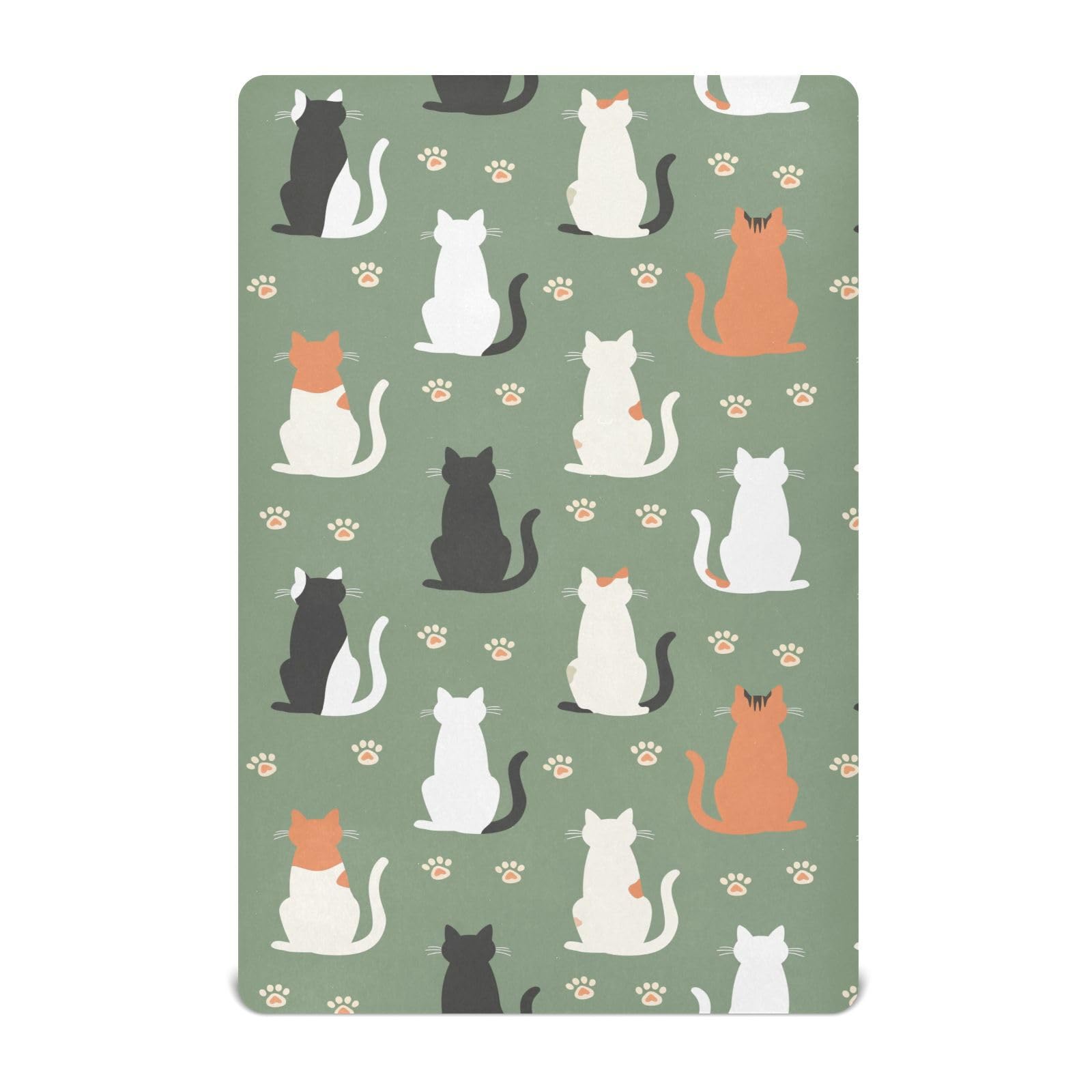 Crib Sheet Breathable Soft Crib Mattress Sheet for Baby Toddler Boys Girls Fitted Pack n Play Crib Sheet Fit Standard Crib Mattress 52 x 28 Inch Green Cat Back Silhouette