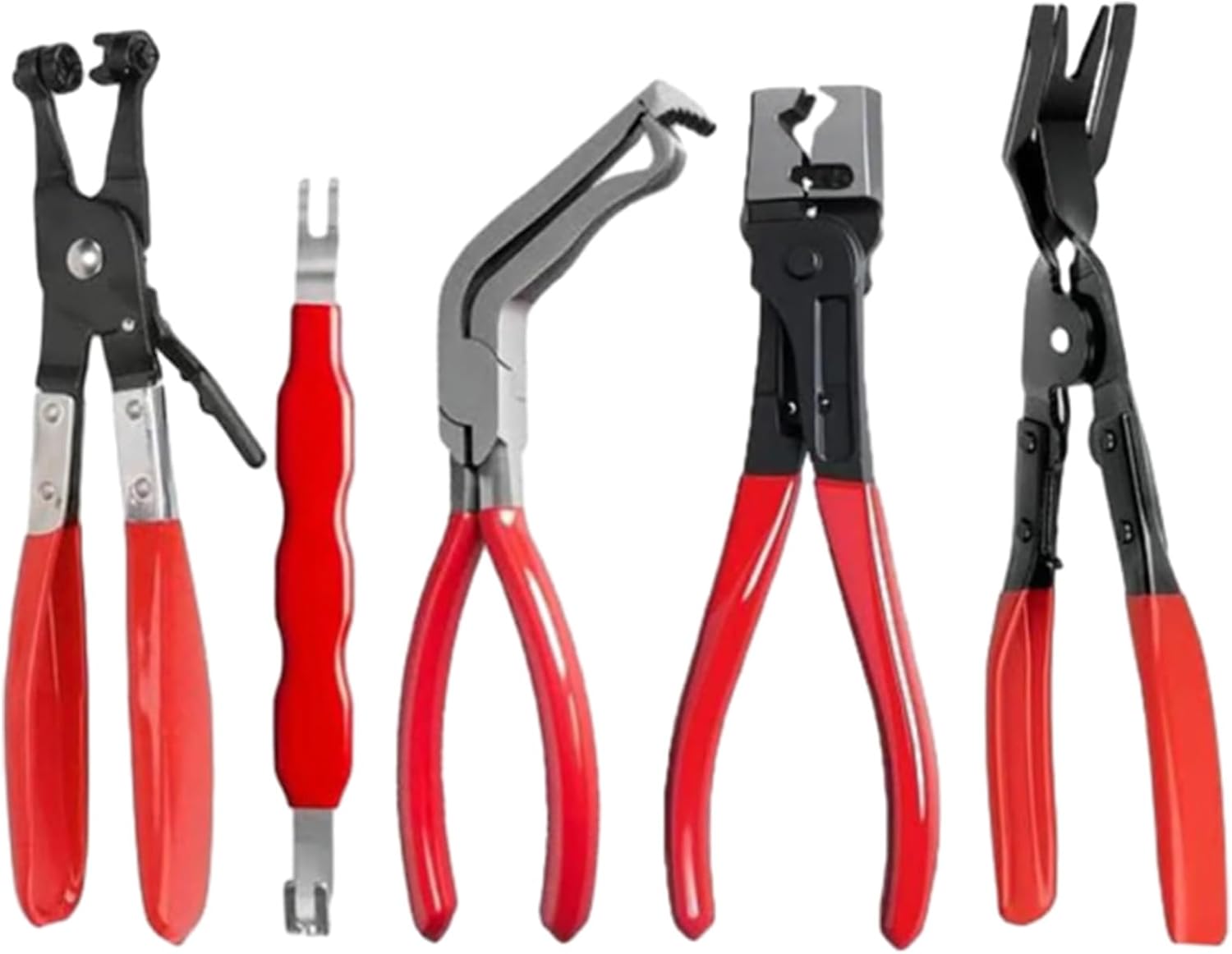 Automotive Disconnect Tool System, 5-Piece Professional Electrical Connector & Hose Clamp Pliers Set for Sensor Plug, Trim Clip Removal Tools, Plug Release & Wire Terminal Remover for Auto Repair