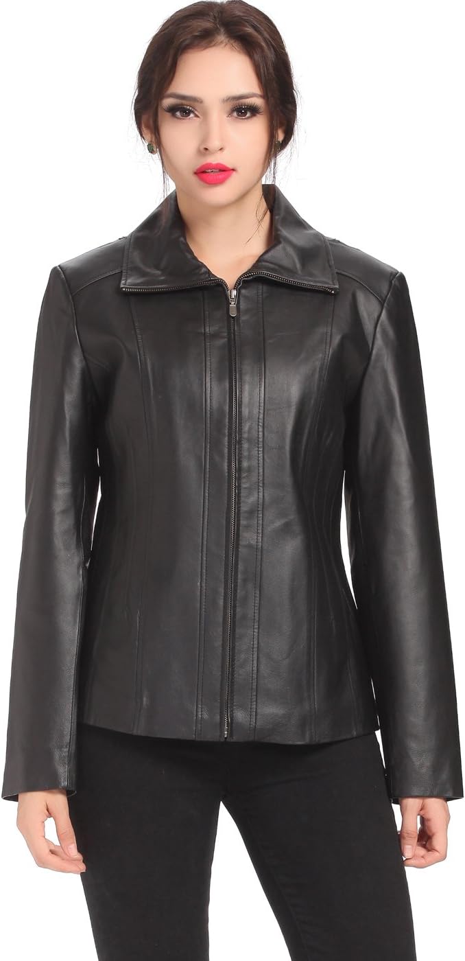 BGSD Women Tina Lambskin Leather Scuba Jacket (Also available in Plus Size & Petite) - Image 2