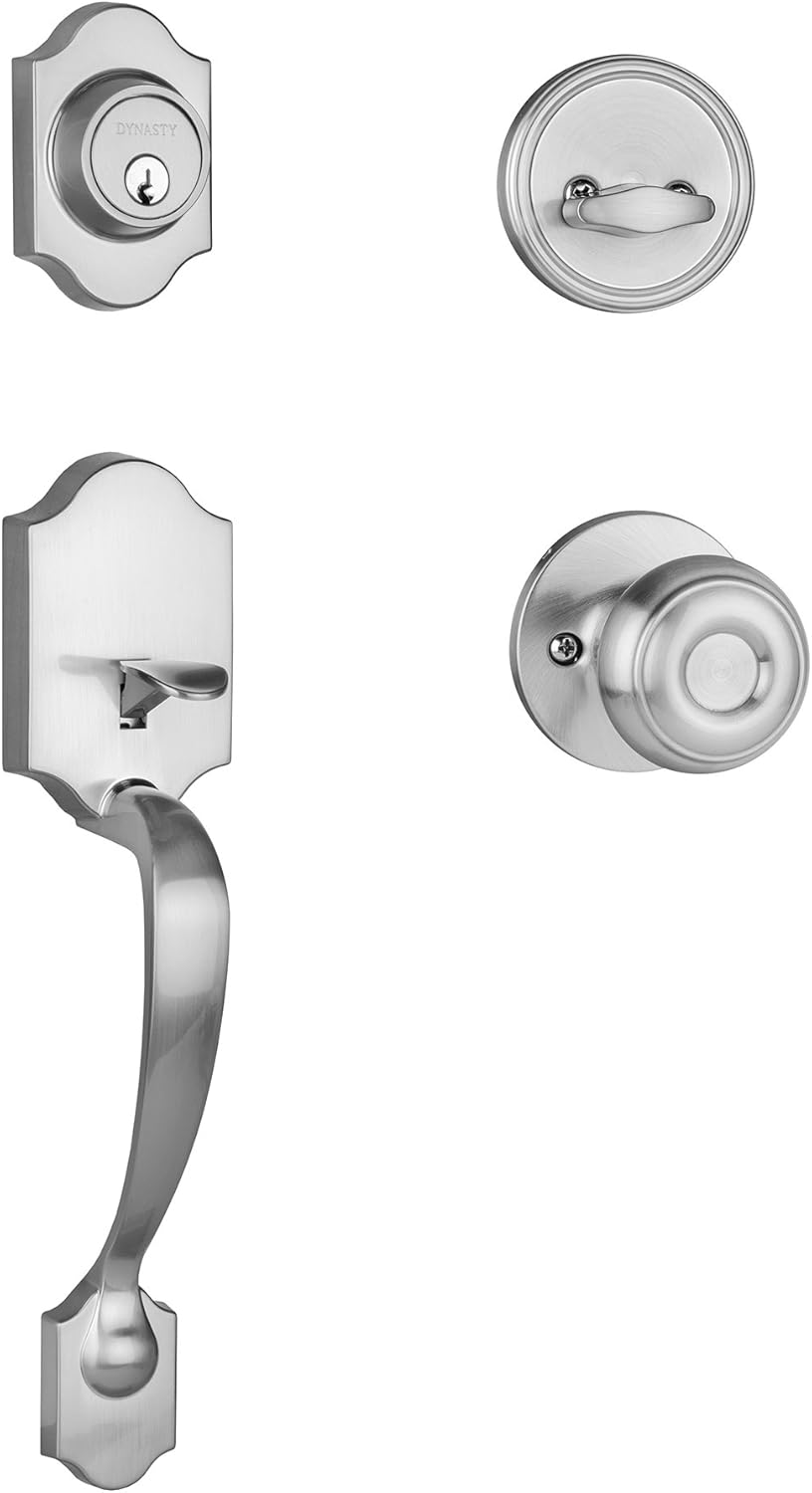 Dynasty Hardware DEN-SIE-100-15 Denver Front Door Handleset, Satin Nickel with Sierra Knob