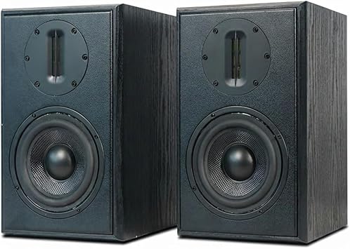 Passive Bookshelf Speakers for Home Theater Surround Sound, Satellite Stereo Speakers with Classic Wood Grain for Record Player/Computer/TV with 4" Ribbon Tweeter