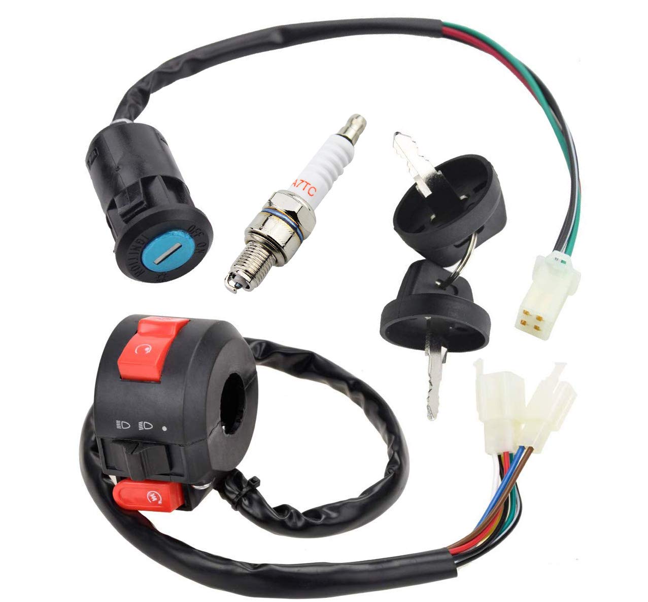 4 Wires Ignition Switch Key with Cap+3 Function Left Starter Switch Assembly for 50cc 70 cc 90cc 110 cc 125cc 150cc TaoTao SUNL Chinese ATV Quad 4 Wheeler 125cc Apollo Dirt Bike Scooter Parts : Automotive