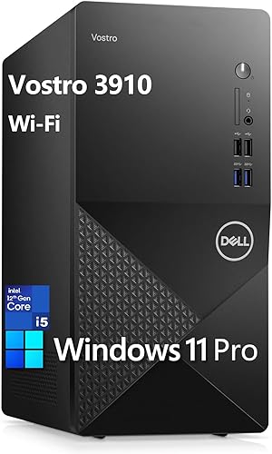 Dell Vostro 3910 3000 Tower Business Desktop Computer, Intel 6-Core i5-12400, 8GB DDR4 RAM, 512GB PCIe SSD, WiFi, Bluetooth, RJ-45, DisplayPort,