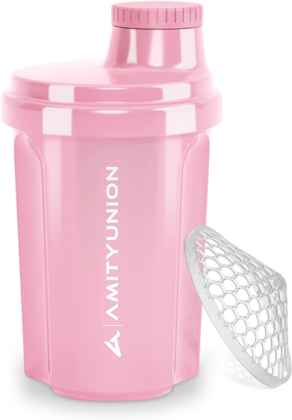 Protein Shaker 300 ml "Heaven" Leak-Proof, BPA-Free with Click-In Strainer & Scale for Creamy Whey Shakes, Gym Fitness Cup for Isolates & Sports Concentrates, Protein Shaker, Coral Pink