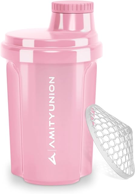 Protein Shaker 300 ml "Heaven" Leak-Proof, BPA with Clickable Strainer & Scale for Creamy Whey Shakes, Gym Fitness Mug for Isolate & Sport Concentrates, Protein Shaker, Original in Coral Pink