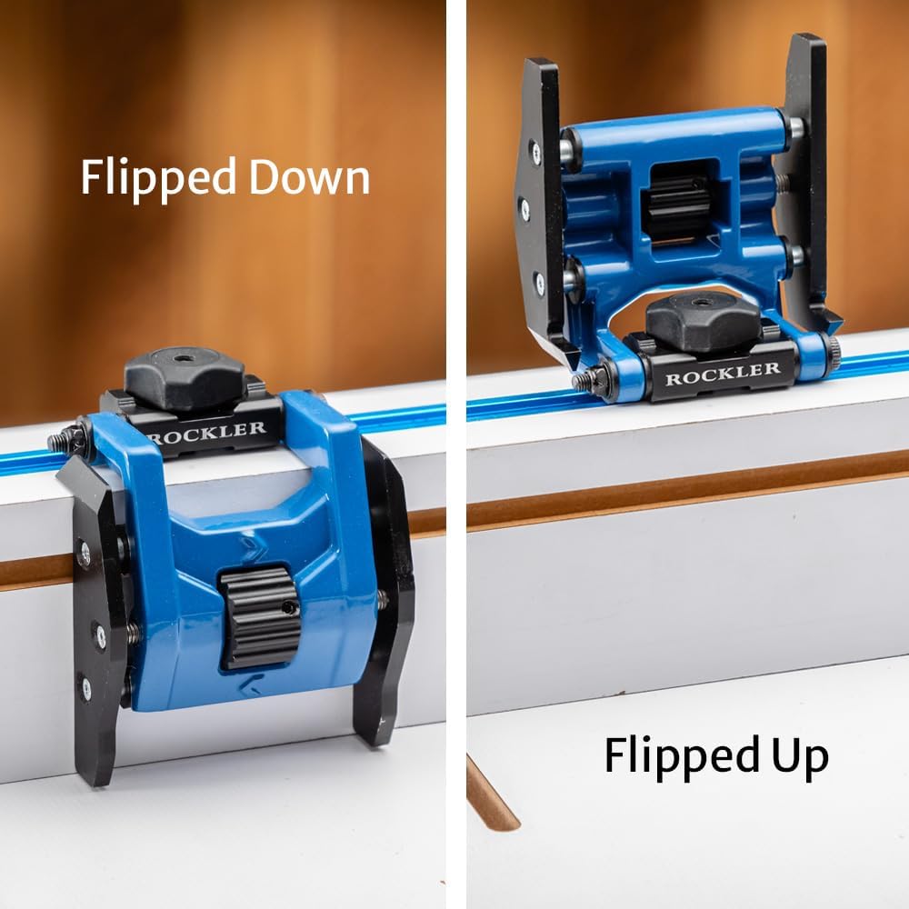 Precision Flip Stop for Woodworking – Adjustable T-Track Accessory for Router Fence, Flip Stop T-Track & Track Accessories – Micro-Adjustable for Accurate Fence Positioning & Repeatable Cuts