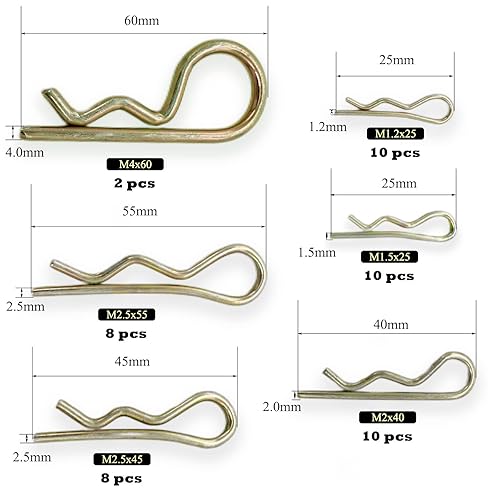 Miniatura 2 de 48 piezas de pasador de enganche, clips R, pasadores de retención, pasadores de chaveta de tractor, pasadores de pelo, surtido de pasadores