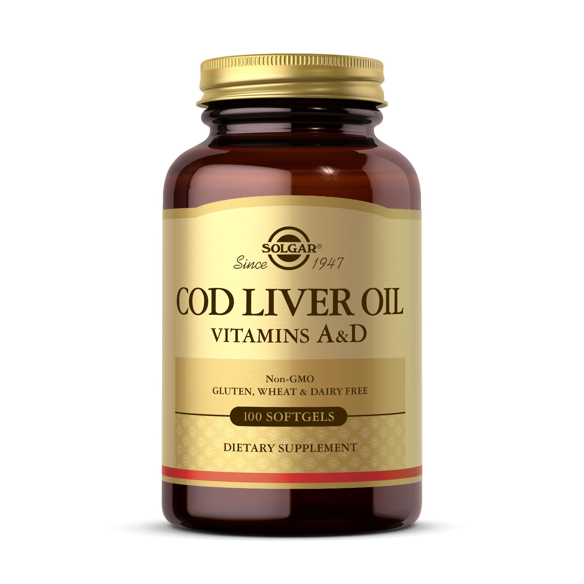 Cod Liver Oil - 100 Softgels - Provides Vitamins A & D - Non-GMO, Gluten Free - 100 Servings