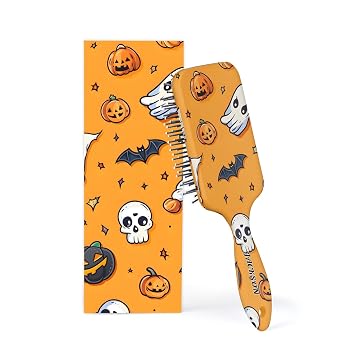 Personalized Halloween Hair-Brush with Name, Custom Cute Brushes for Kids with Gift Box, Glides Through Tangles Detangler Comb for All Hair Types Wet/Dry/Curly/Thick Hair, Orange
