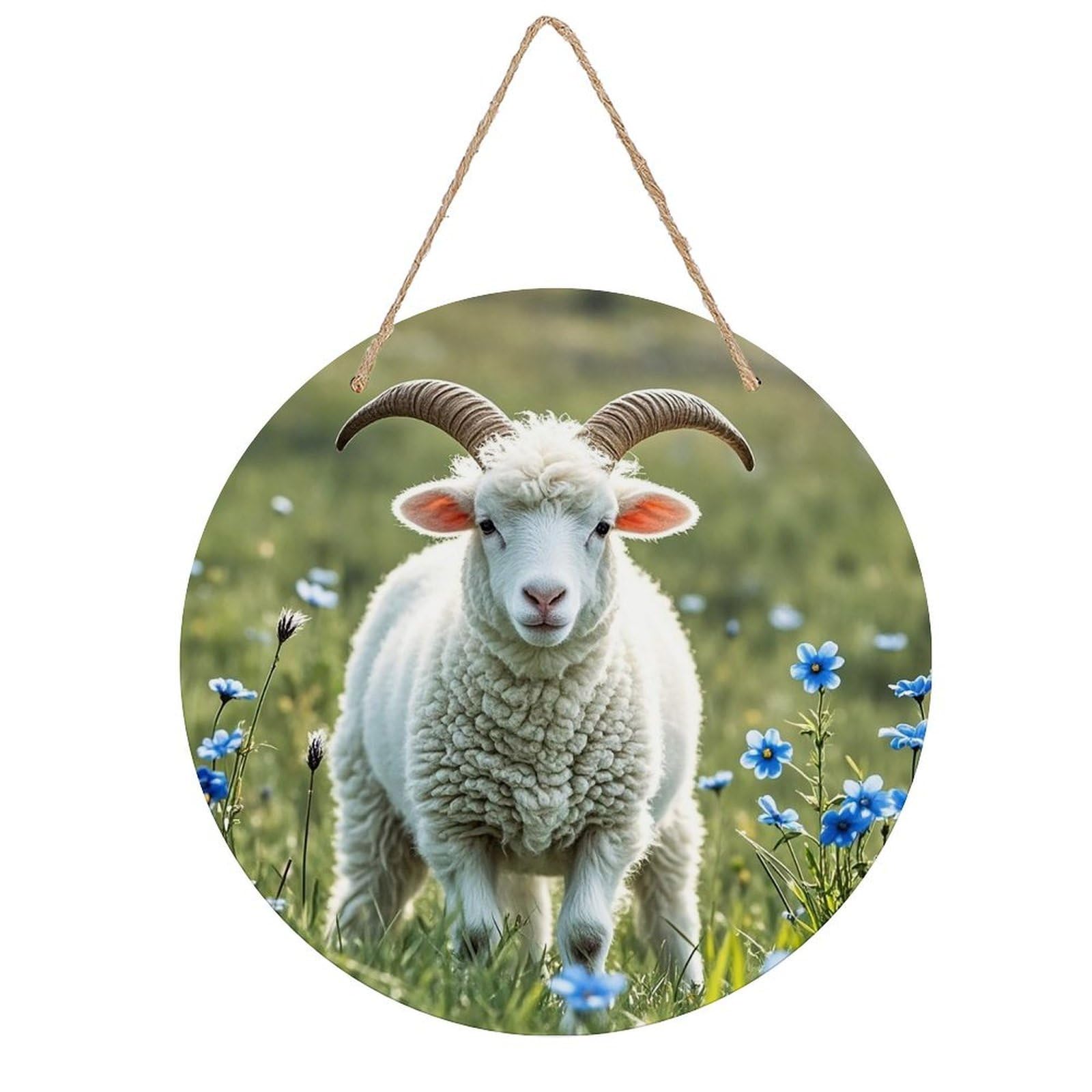 FekiLoot Sheep Welcome Sign Wall Decor Welcome Round Wood Hanging Signs Decoration Farmhouse Wall Sign Wall Plaque Funny Decor Door Hanger for Front Door Porch Office