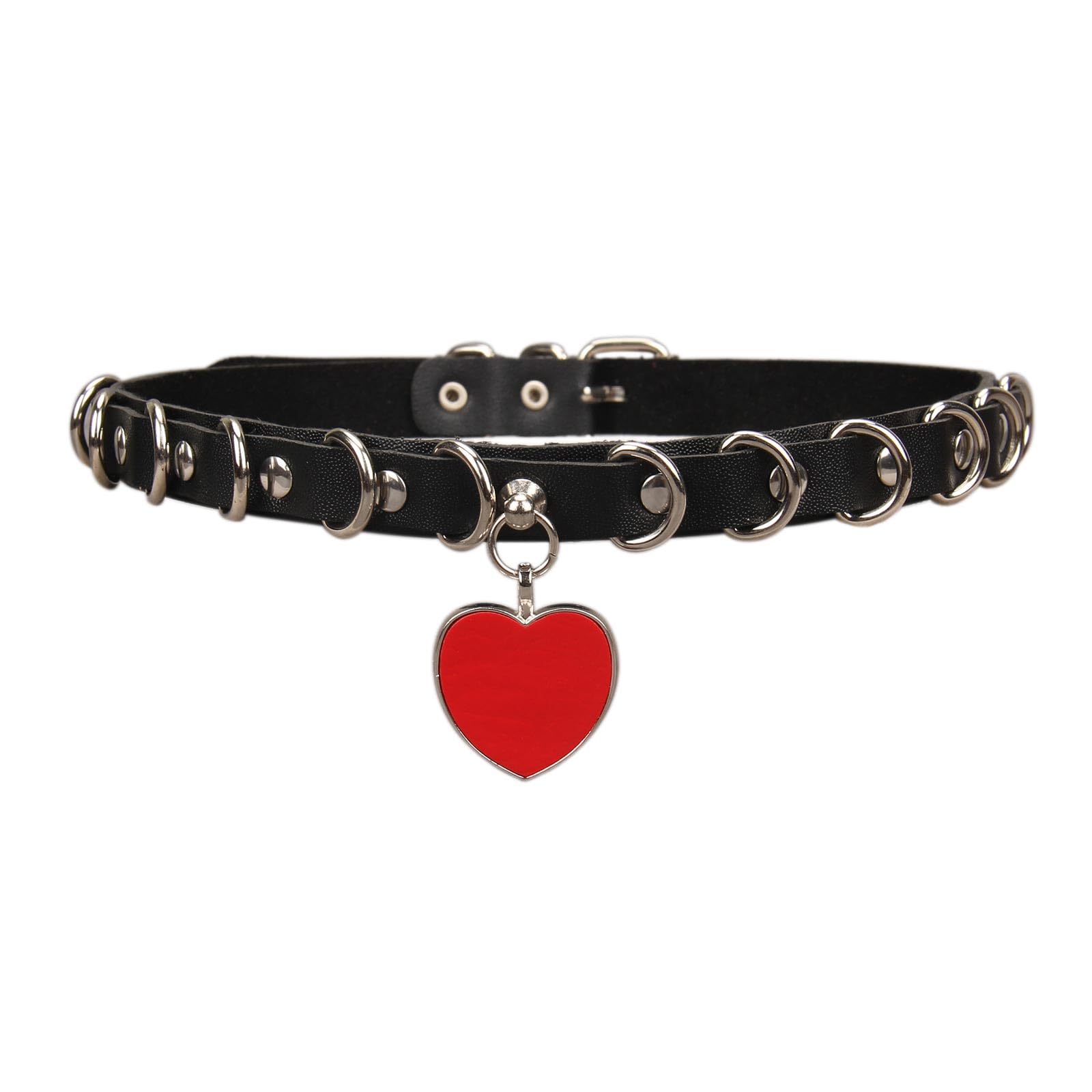 GelConnie Gothic Spike Studded Collar Necklace Punk Rock Genuine Leather Choker Collar Necklace for Women, Teens Girls, Sister