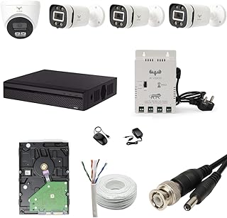 JK Vision 2.4MP ColorVu CCTV Camera System for Home, Office, School (3 Bullet, 1 Dome, 500 GB Hard Disk, 4 Channel Power S... Price In India