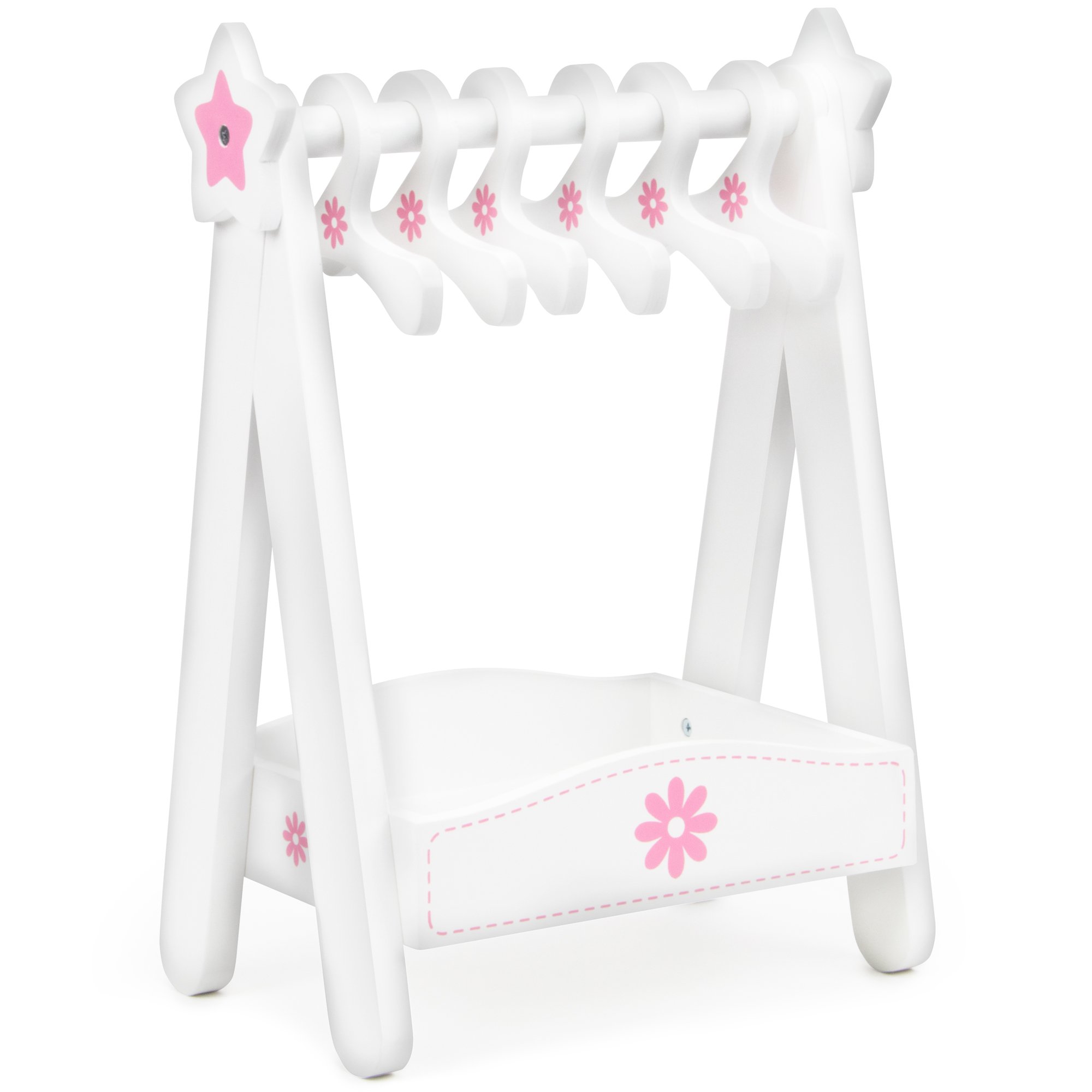 Classic Wooden Doll Dress Rack with 6 Hangers, Compatible with 18 Brand Name Doll Accessories by Imagination Generation