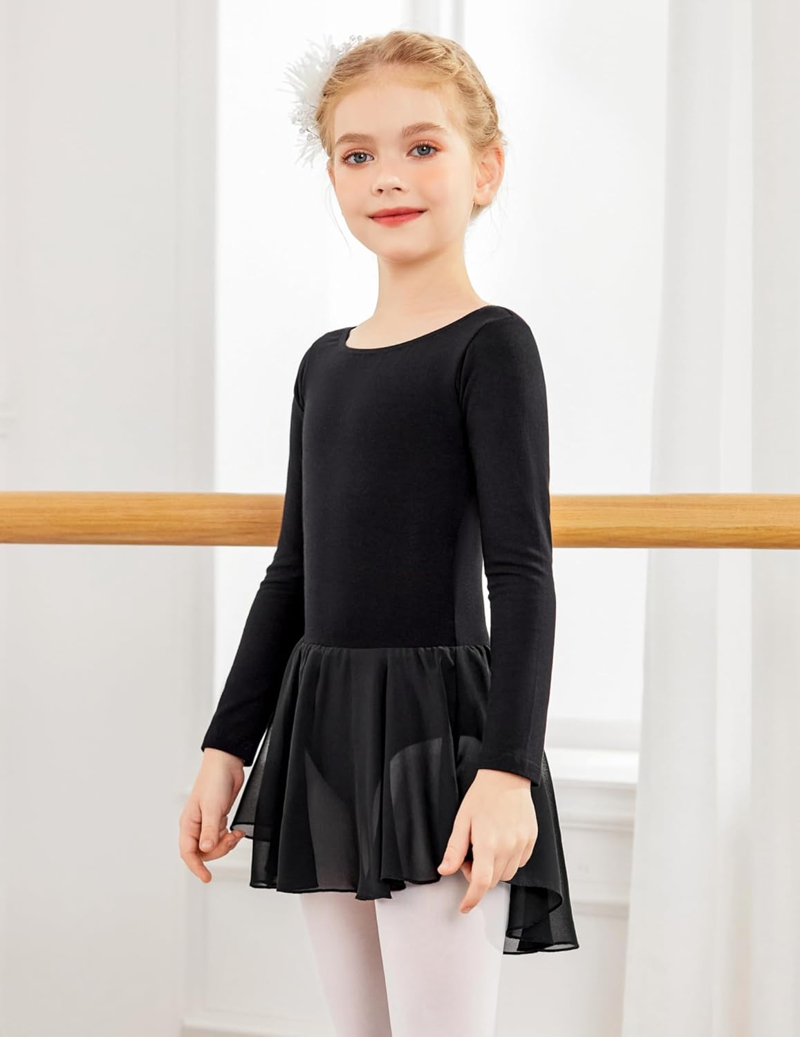 Zaclotre Ballet Leotards for Girls Toddler Classic Long Sleeve Criss-Cross Back Dance Dress Ballerina Outfits - Image 2