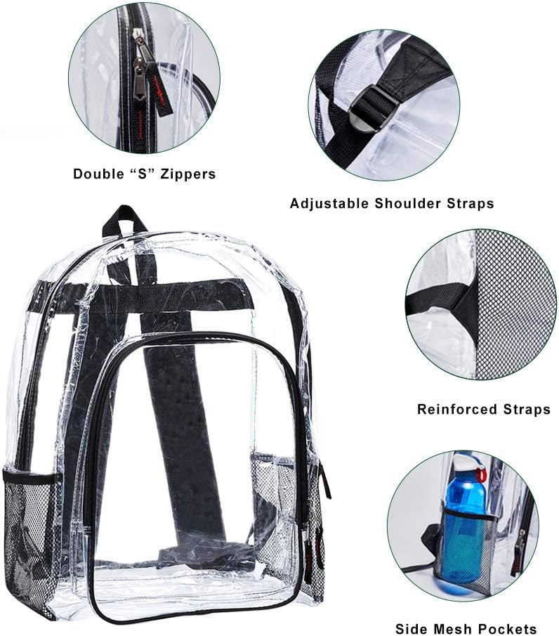 Clearworld Heavy Duty Clear Backpack,Transparent Backpack for Work,School,Sports