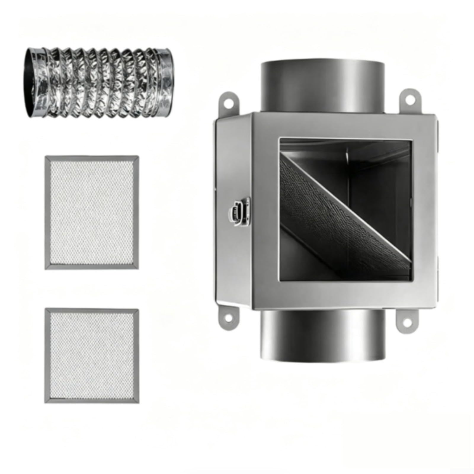 Colector de pelusa de metal con colador de 95 mm para conducto de escape, caja para colector de pelusas