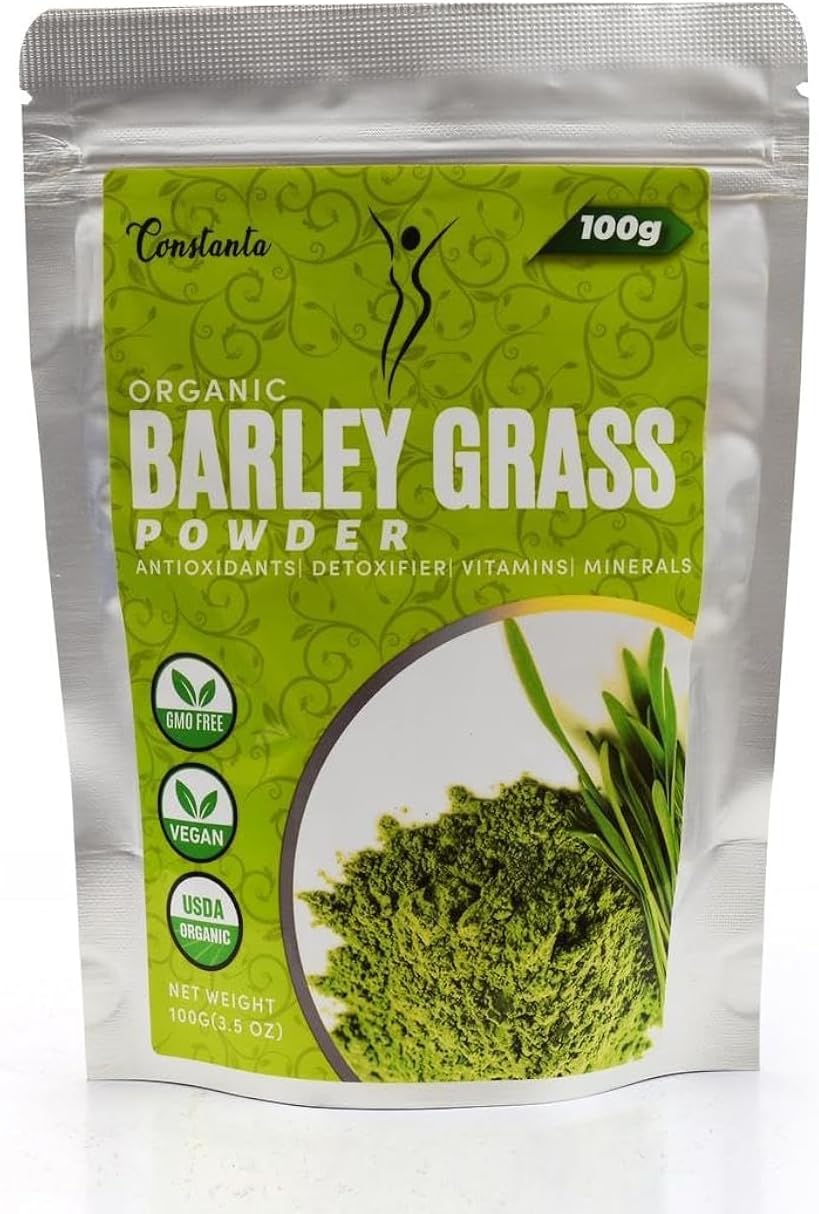 Constanta Organic Barley Grass Powder, from New Zealand which is Rich Fibers, Immune Vitamins, Minerals, Antioxidants and Protein,100g,